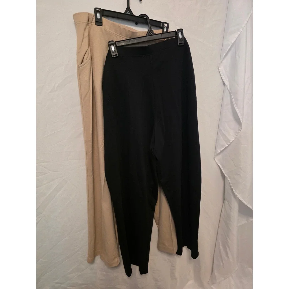2 White Stag Woman Stretch Pants Bundle 3X 22W 24W Tan Black Pull On Trousers